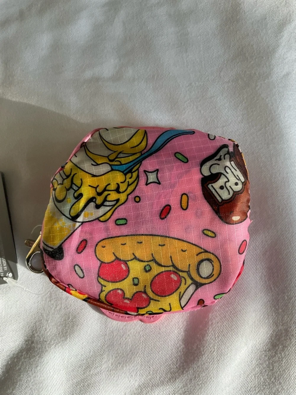 Disney Parks Mickey Eats  Snacks Donut Reusable Packable Tote Bag Clip NWT